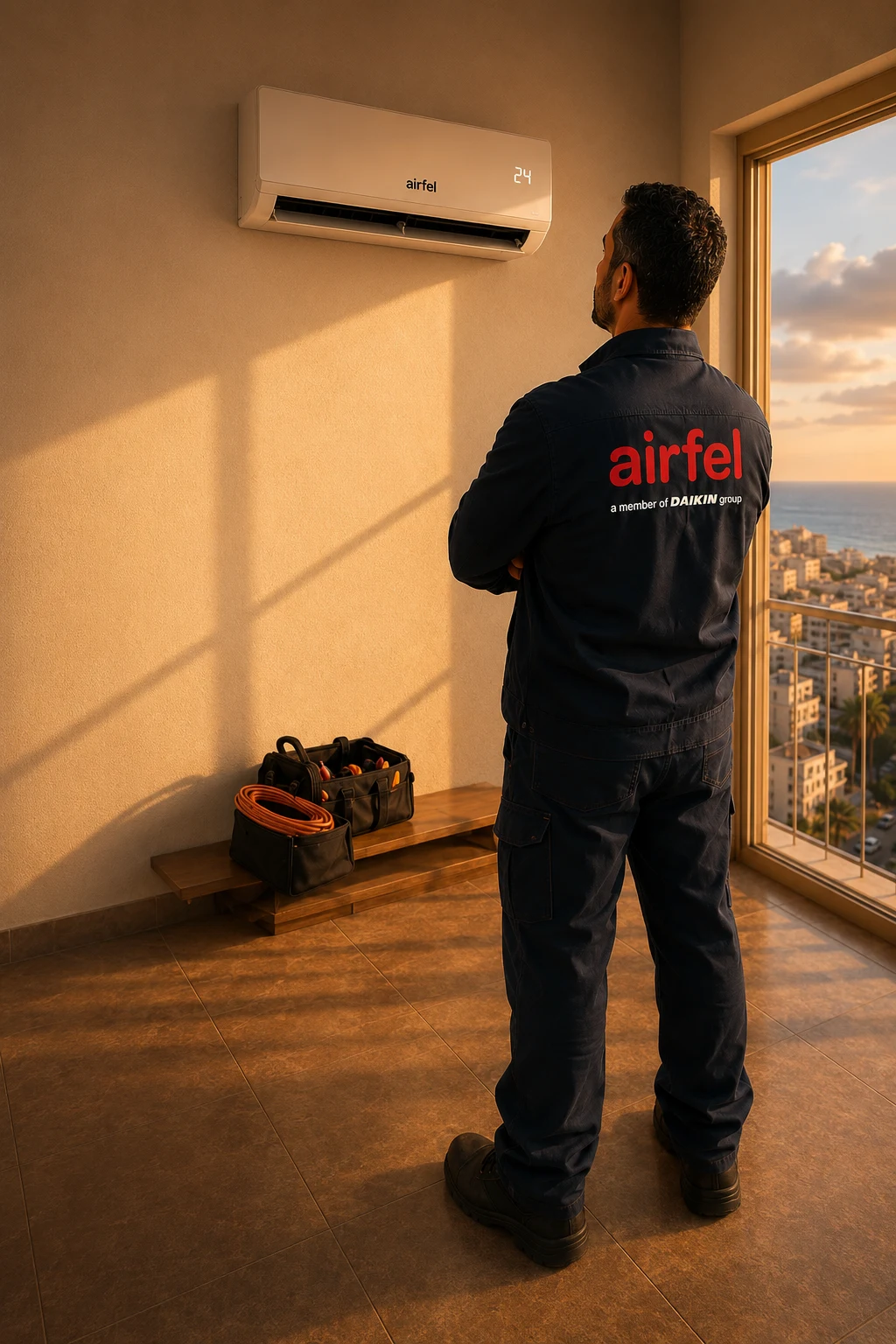 Airfel campaign illustration of an installer
